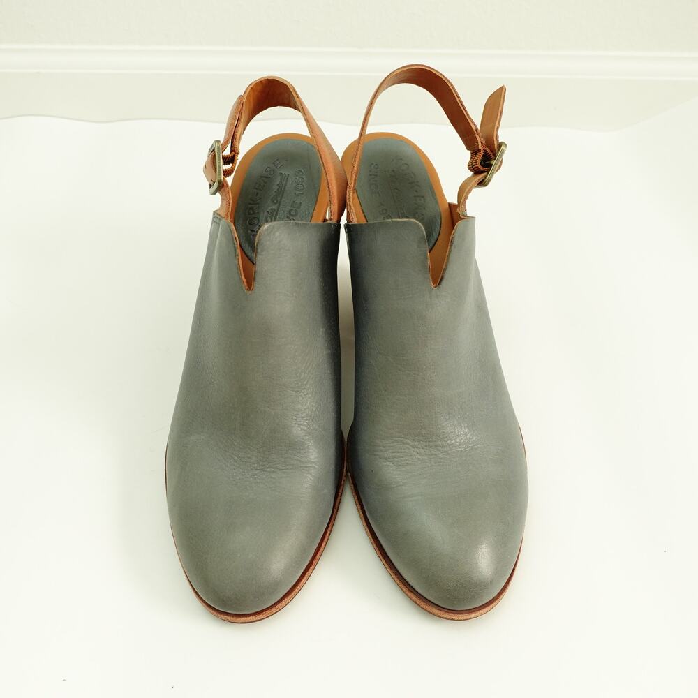 Kork-Ease Womens Rayleigh Slingback Heels Leather Clogs Slate Blue Size 11M - Picture 3 of 9